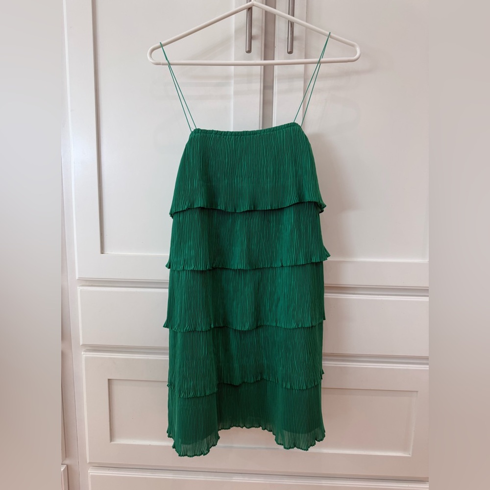 Green ruffle party dress